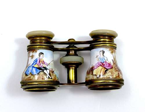 A Lovely Pair of Antique French Enamelled Opera Glasses.