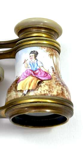 A Lovely Pair of Antique French Enamelled Opera Glasses.