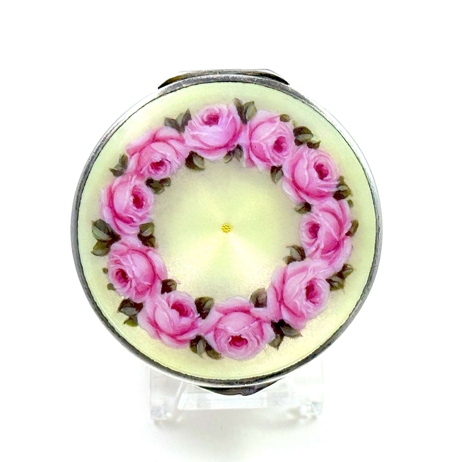 Antique Austrian Enamel Box by Freeman and Decorated with Roses