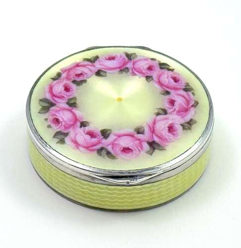 Antique Austrian Enamel Box by Freeman and Decorated with Roses