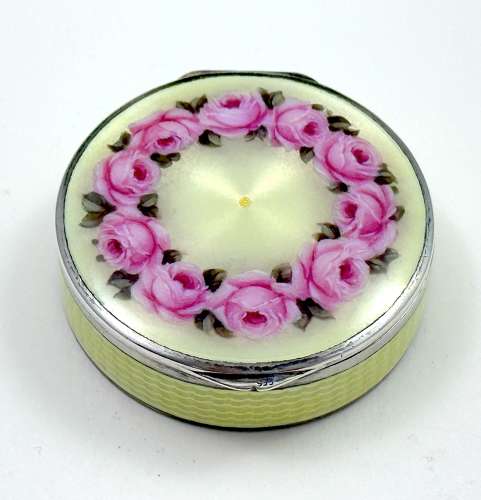 Antique Austrian Enamel Box by Freeman and Decorated with Roses