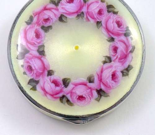 Antique Austrian Enamel Box by Freeman and Decorated with Roses