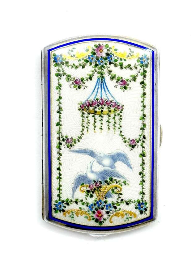 Rare Antique Guilloche Enamel and Silver Box by G.A Scheid.