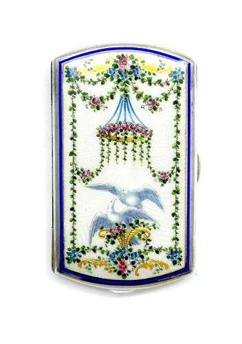 Rare Antique Guilloche Enamel and Silver Box by G.A Scheid.