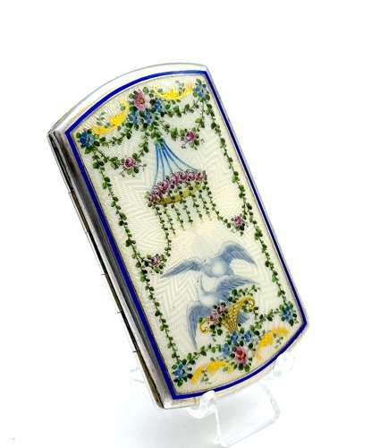 Rare Antique Guilloche Enamel and Silver Box by G.A Scheid.