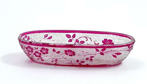 A Small Antique BACCARAT Eglantier Pattern Cranberry Acid Etched Bowl