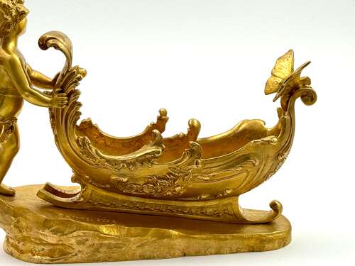 Fine Large Antique Signed Dore Bronze Whimsical Centrepiece