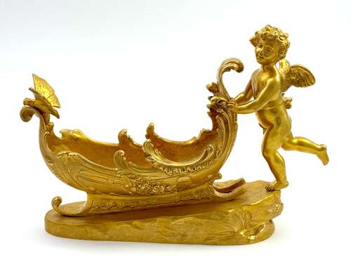 Fine Large Antique Signed Dore Bronze Whimsical Centrepiece