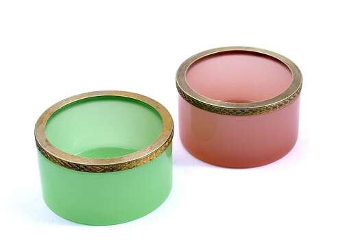Antique Pink Opaline Glass and Dore Mounted Bowl.