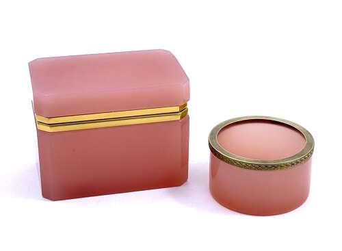 Antique Pink Opaline Glass and Dore Mounted Bowl.