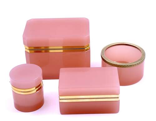 Antique Pink Opaline Glass and Dore Mounted Bowl.