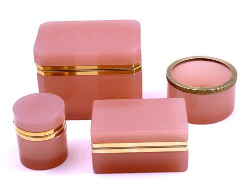 Antique Pink Opaline Glass and Dore Mounted Bowl.