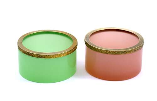 Antique Pink Opaline Glass and Dore Mounted Bowl.