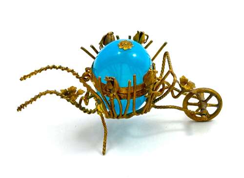 Antique French Palais Royal Blue Opaline Glass Egg Thimble Holder