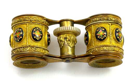 A Pair of High Quality French Ormolu and Enamelled Opera Glasses.