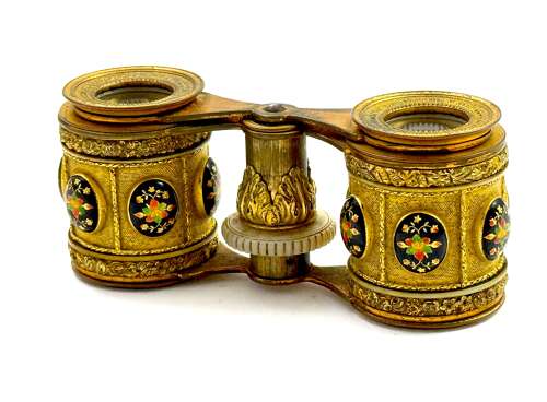 A Pair of High Quality French Ormolu and Enamelled Opera Glasses.