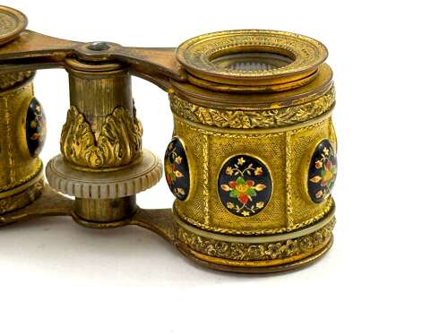 A Pair of High Quality French Ormolu and Enamelled Opera Glasses.