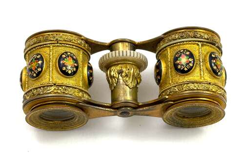 A Pair of High Quality French Ormolu and Enamelled Opera Glasses.