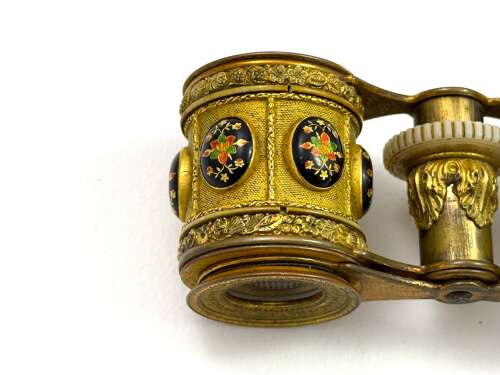 A Pair of High Quality French Ormolu and Enamelled Opera Glasses.