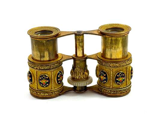 A Pair of High Quality French Ormolu and Enamelled Opera Glasses.