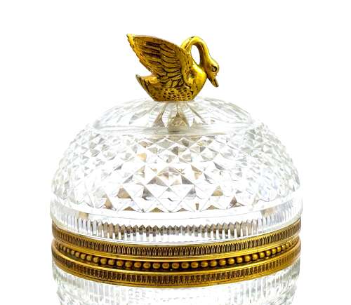 Elegant Antique French Cut Crystal and Dore Bronze Centrepiece Casket Box.