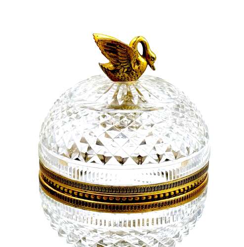 Elegant Antique French Cut Crystal and Dore Bronze Centrepiece Casket Box.