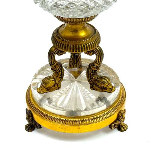 Elegant Antique French Cut Crystal and Dore Bronze Centrepiece Casket Box.