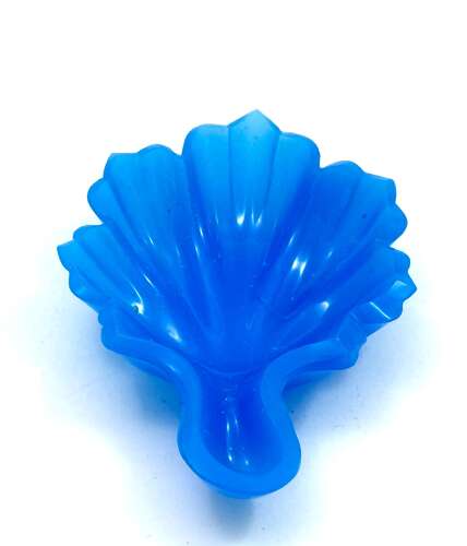A Small Antique French Blue Opaline Glass Leaf Shaped Dish.
