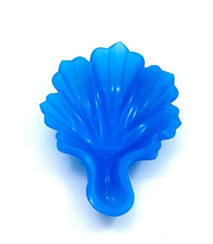 A Small Antique French Blue Opaline Glass Leaf Shaped Dish.