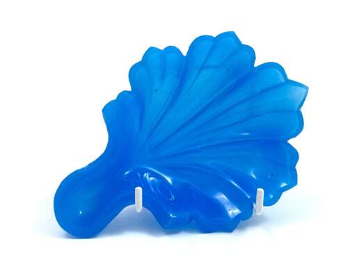 A Small Antique French Blue Opaline Glass Leaf Shaped Dish.