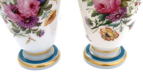 A Stunning Pair of Baccarat Opaline Glass Vases by Jean Francois Robert