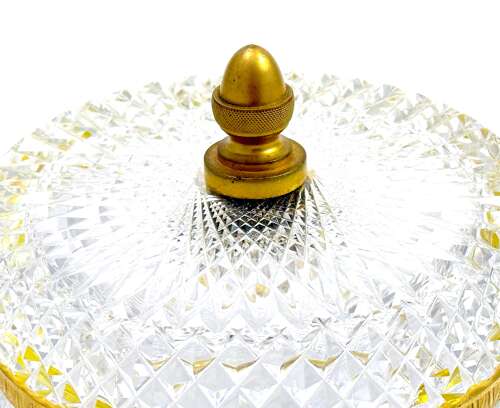 A Large Antique BACCARAT Round Diamond Cut Crystal Casket  and Lid.