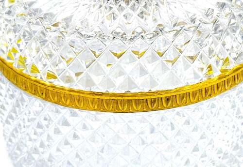 A Large Antique BACCARAT Round Diamond Cut Crystal Casket  and Lid.