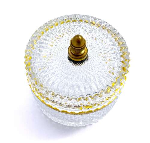 A Large Antique BACCARAT Round Diamond Cut Crystal Casket  and Lid.