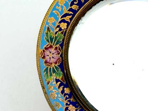 A Beautiful Antique French High Quality Champlevé Hand Mirror.