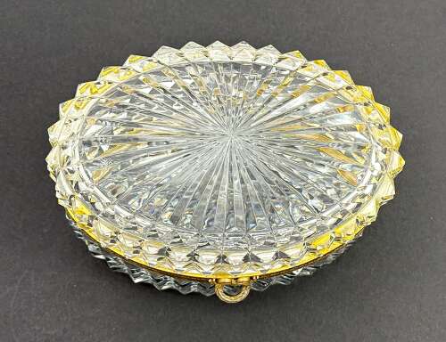 Large Elegant Antique BACCARAT Oval Cut Crystal Casket with Fine Dore Bronze Mounts