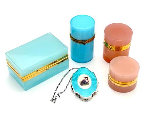 Exquisite Antique Silver and Turquosie Guilloche Enamel Compact Case with a Gorgeous Cat