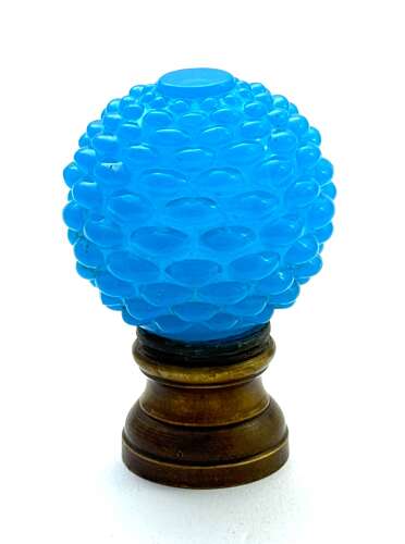 Antique French Blue Opaline Glass Boule D'Escalier