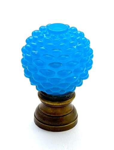 Antique French Blue Opaline Glass Boule D'Escalier