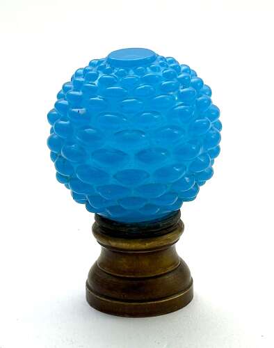 Antique French Blue Opaline Glass Boule D'Escalier
