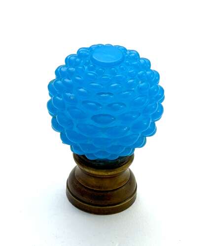 Antique French Blue Opaline Glass Boule D'Escalier