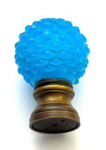Antique French Blue Opaline Glass Boule D'Escalier