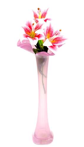 A Tall Pink Opaline Glass Vase with Undulating Rim.