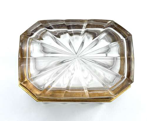 Antique French Cut Crystal Casket with Fancy Dore Bronze Mounts.