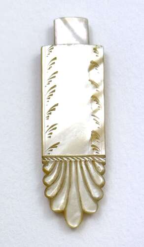 Antique French Charles X Palais Royal Mother of Pearl Needle Case with a Finely Dog Finial