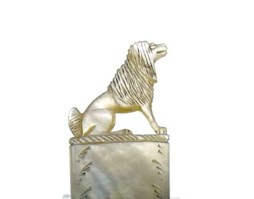 Antique French Charles X Palais Royal Mother of Pearl Needle Case with a Finely Dog Finial