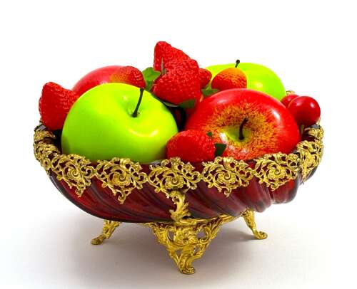 Stunning Antique French Cranberry Glass Centrepiece Bowl with Gilded Ormolu Mounts.