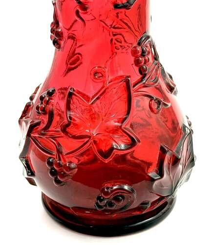 Antique Baccarat Ruby Crystal Vase with Applied Grapevine Garland,