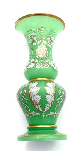 An Exquisite Pair of Antique Bohemian Uranium Glass Vases