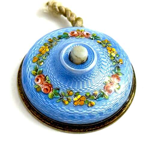 Antique French Silver & Guilloché Enamel Bell Push
